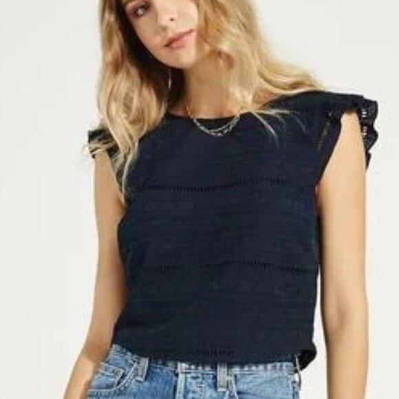 Gentle Fawn Venice Tie Back Flutter Sleeve Top Navy Blue Size XS - Picture 7 of 7